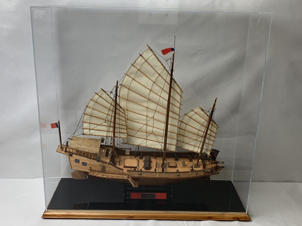 ARTESANIA RED DRAGON1/60th SCALE SHIP IN CASE: The Red Dragon wood model boat kit by Artesania Latina is a scale reproduction of the junks that plied the rivers and oceans of the Far East, from Singapore to Northern China. Authentic to the last de