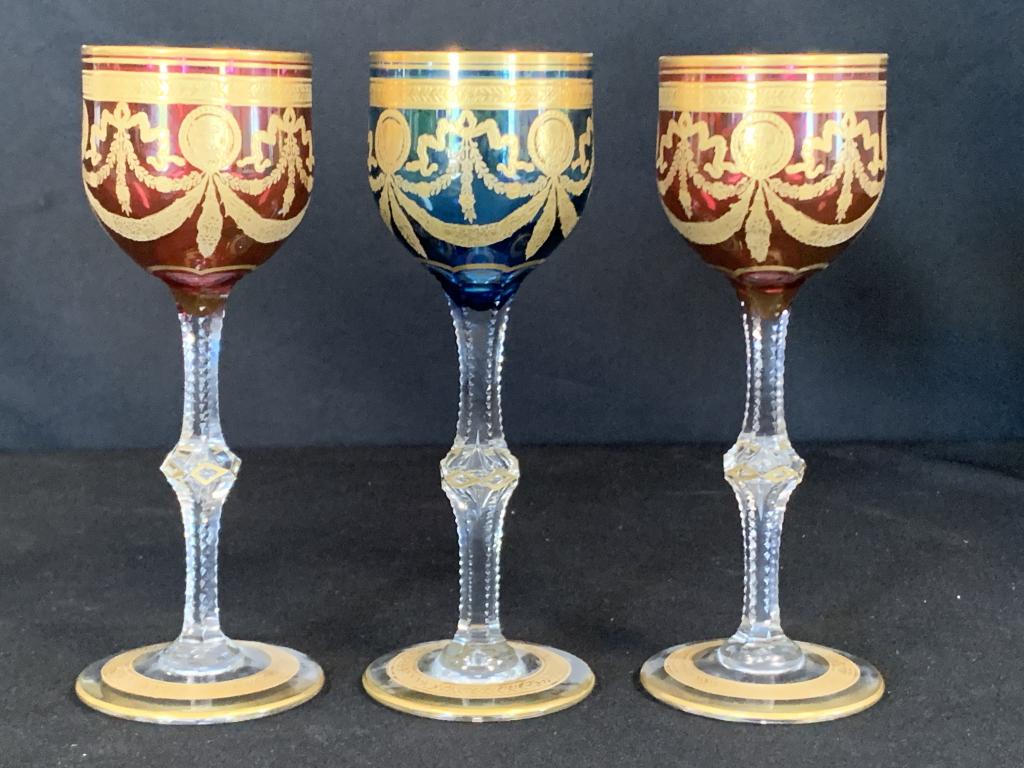 SAINT LOUIS "CONGRESS" CRYSTAL COLORED GLASSES X 3 (1 of 4)