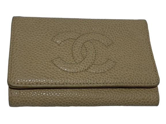 CHANEL BEIGE LEATHER CC LOGO FOLDING KEY WALLET (1 of 5)