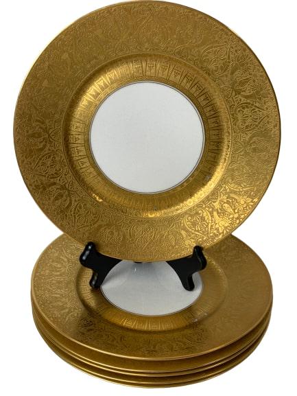 BAUSCHER SET OF 6 GOLD ENCRUSTED 10" DINNER PLATES (1 of 5)