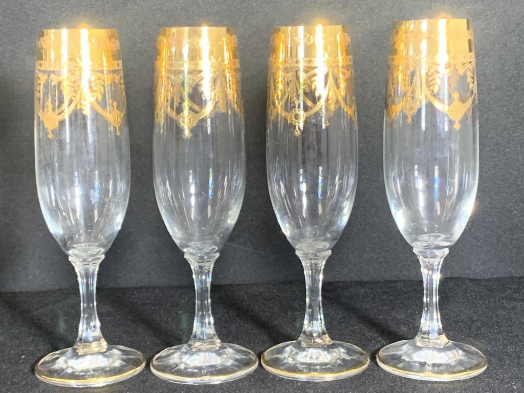 INTERGLASS CRYSTAL & GOLD (4) CHAMPAGNE GLASSES (1 of 4)