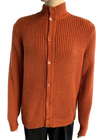 MENS LORO PIANA ORANGE CASHMERE CARDIGAN SWEATER L (1 of 8)