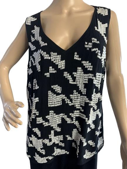 ST JOHN COUTURE WHITE BEADED BLACK SHELL TOP L 14 (1 of 7)