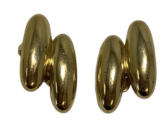 GIVENCHY GOLD DOUBLE ELLIPTICAL CLIP EARRINGS WOW! (1 of 8)