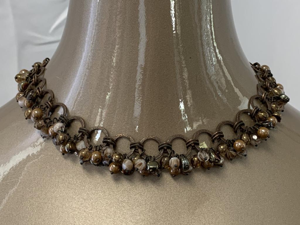 JAY STRONGWATER GLASS BEADS BRASS CIRCLE CHOKER (1 of 7)