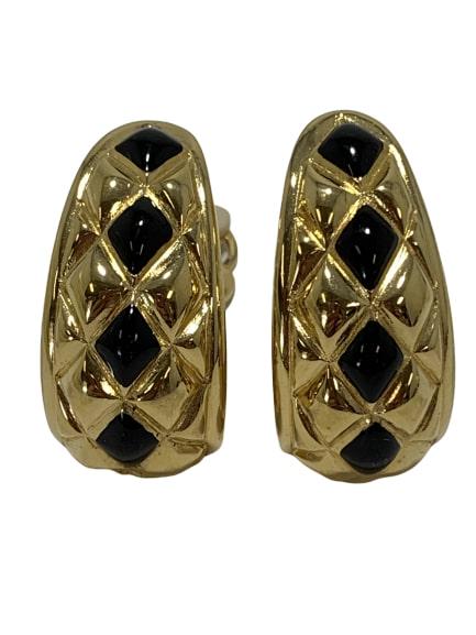 STUNNING ST JOHN GOLD W/BLACK BOLD HOOP EARRINGS (1 of 5)