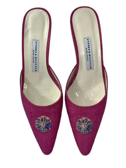 LADIES STUBBS&WOOTON PALM BEACH FUSCHIA PUMPS 9 1/2 (1 of 6)
