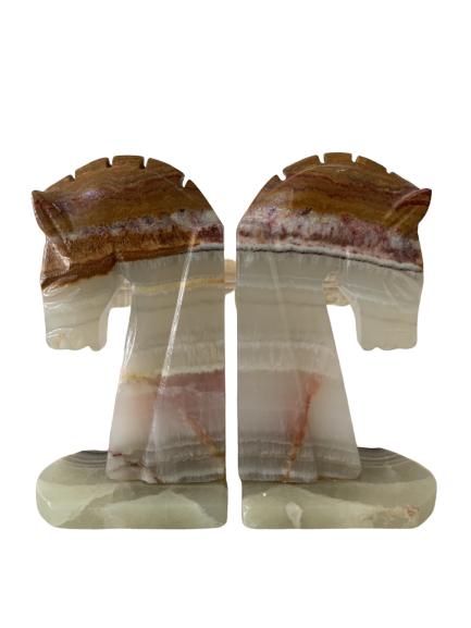 STUNNING MARBLE HORSE HEAD BUSTS BOOK ENDS PAIR (1 of 4)