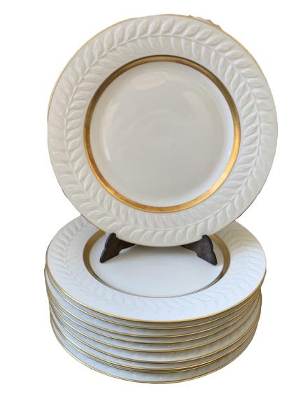 THEODORE HAVILAND USA EMBASSY GOLD 9" PLATES X 10: THEODORE HAVILAND USA EMBASSY GOLD 9" PLATES X 10 - Great condition as shown - 9" diameter on these plates - 10 total plates