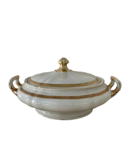 ELEGANT CHINA GOLD TRIM CHINA SERVING DISH W/LID (1 of 4)