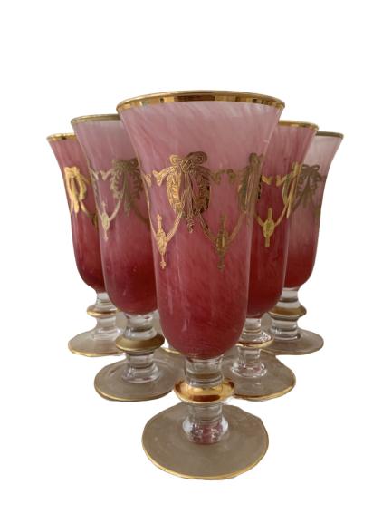RUBY RED GOLD ITALIAN CRYSTAL CHAMPAGNE FLUTES X6 (1 of 4)