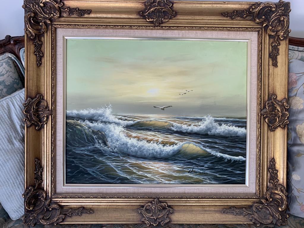 WAVES CRASHING ORIGINAL OIL PAINTING BY EDMONDSON (1 of 2)