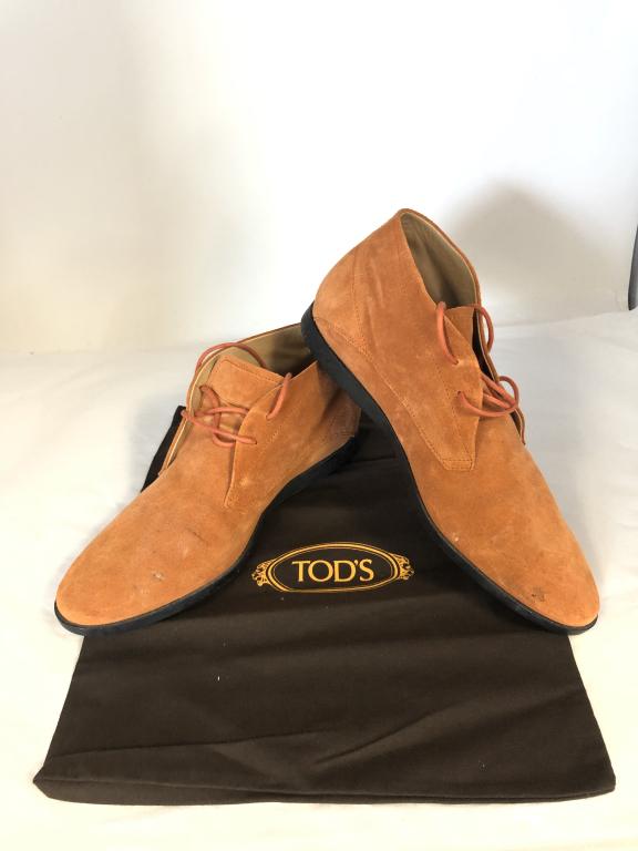 TOD'S ORANGE SUEDE LEATHER HI TOP SHOES MENS 9: TOD'S ORANGE SUEDE LEATHER HI TOP SHOES MEN 9 - GOOD CONDITION AS SHOWN - US SIZE 9 MENS