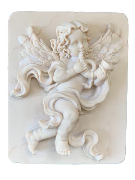 DECOLINE MUSICAL WINGED ANGEL MARBLE WALL PLAQUE (1 of 5)
