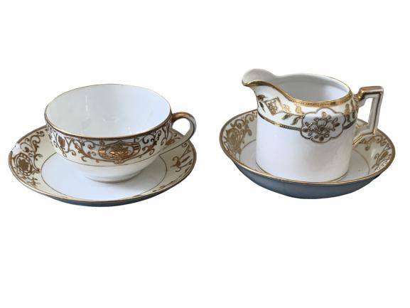 NORITAKE GOLD TRIM CUP SAUCER FINGER BOWL CREAMER (1 of 7)