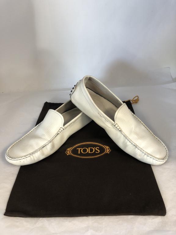 TOD'S WHITE LEATHER LOAFERS SHOES MENS 9 (1 of 5)