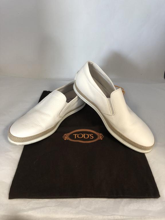TOD'S WHITE RUBBER SOLE LOAFER SHOES MENS 8.5 (1 of 5)