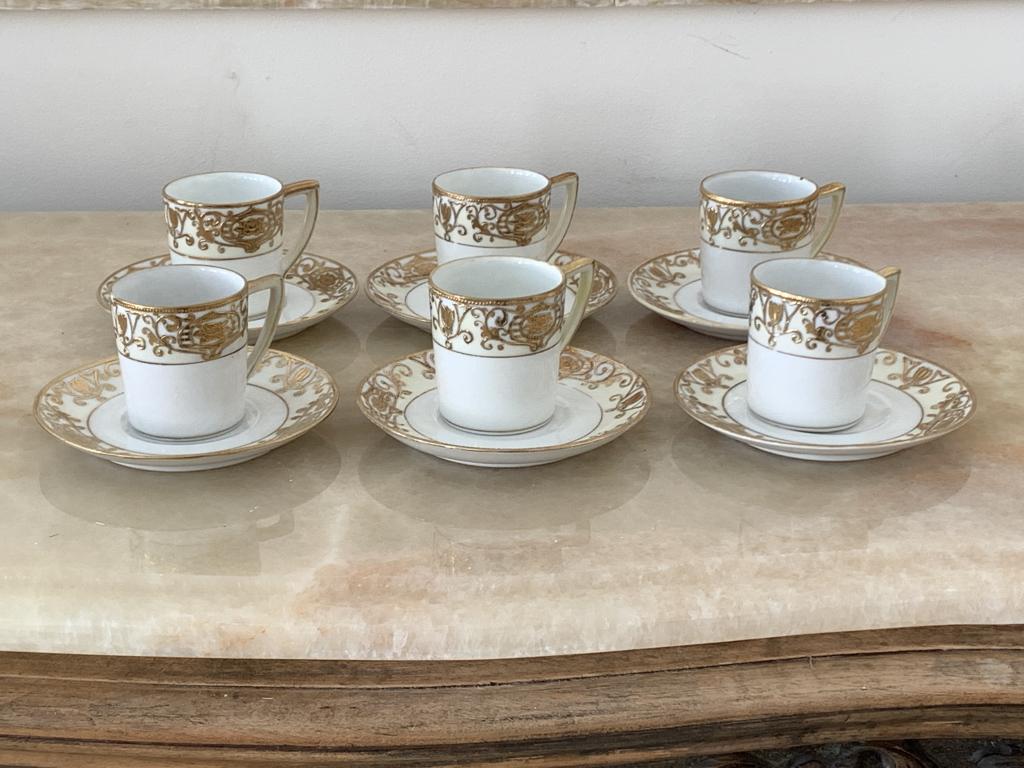 SET/6 NORITAKE GOLD TRIM CHINA MINI CUPS & SAUCERS (1 of 8)