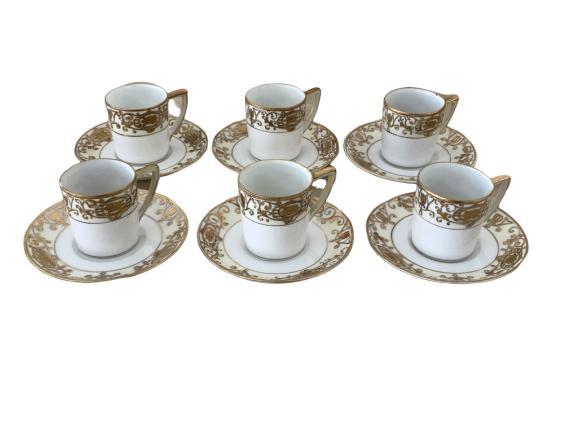 SET/6 NORITAKE GOLD TRIM CHINA MINI CUPS & SAUCERS (1 of 9)