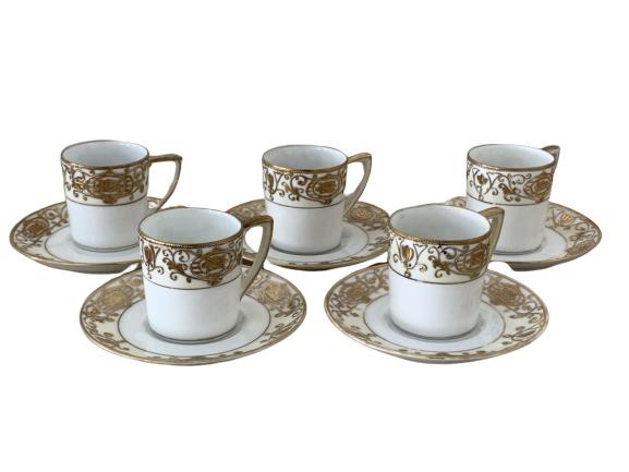 SET/5 NORITAKE GOLD TRIM CHINA MINI CUPS & SAUCERS (1 of 9)