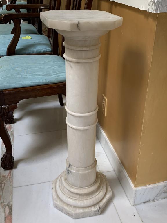 SOLID WHITE MARBLE 32" COLUMN PEDESTAL W/ 9" TOP (1 of 4)