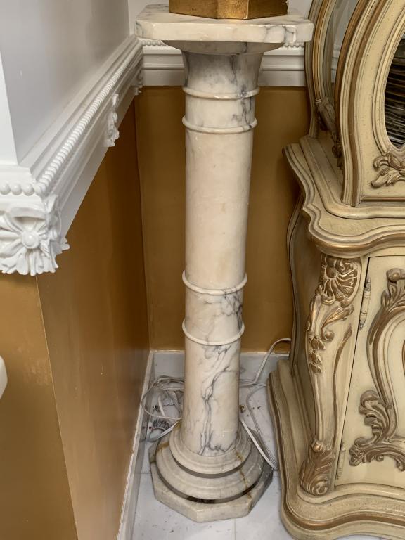 SOLID MARBLE OFF WHITE 40" COLUMN PEDESTAL 10" TOP (1 of 4)