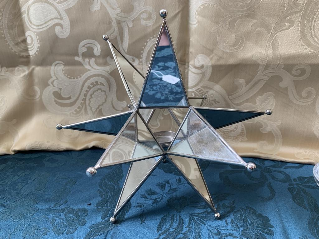 MIRRORED STAR TIPPED ELEGANT CANDLE HOLDER 10" (1 of 6)