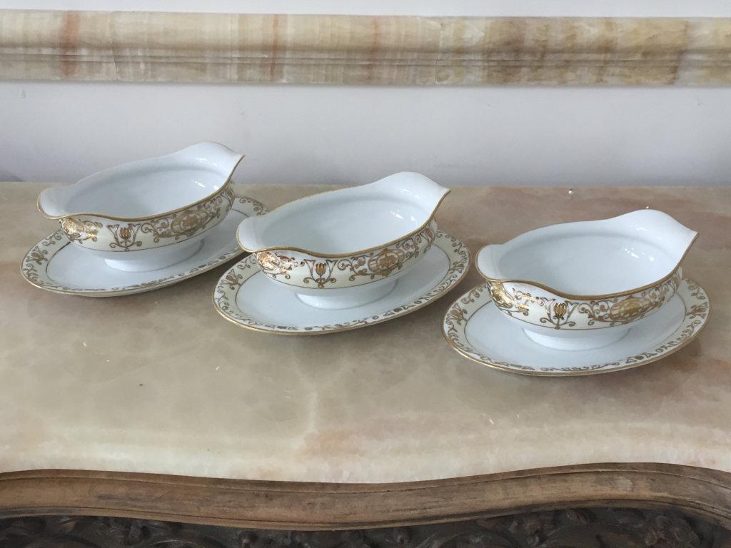 SET OF 3 NORITAKE CHINA GOLD & CREAM GRAVY BOATS (1 of 5)