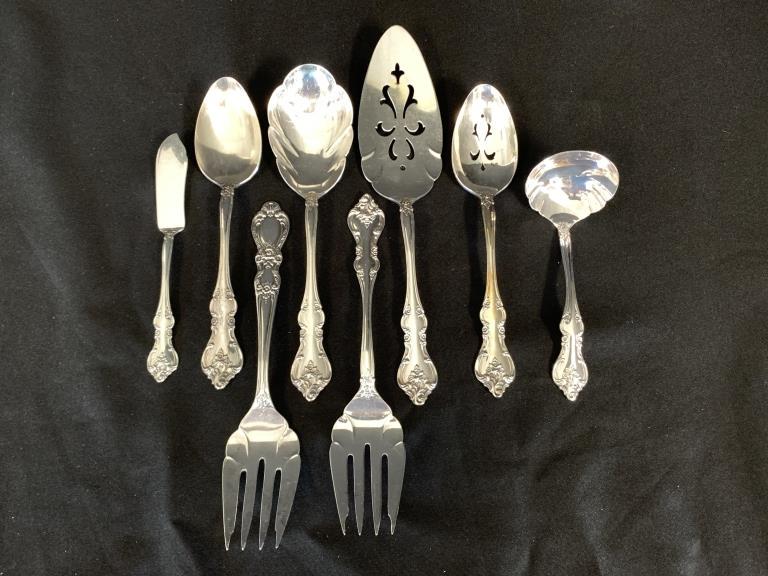 INTERNATIONAL DEEP SILVER SERVING UTENSILS X 8 (1 of 5)
