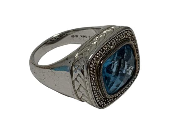 STERLING SILVER W/14K BLUE TOPAZ STONE RING SZ 7 (1 of 6)