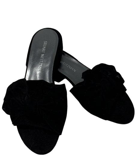 NEW STUART WEITZMAN BLACK RUFFLED SUEDE SLIDES 8.5 (1 of 9)