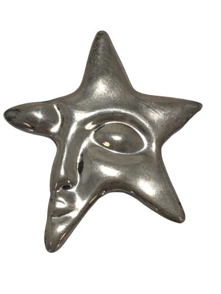 TAXCO STERLING MOON FACE IN STAR LARGE PENDANT PIN (1 of 5)
