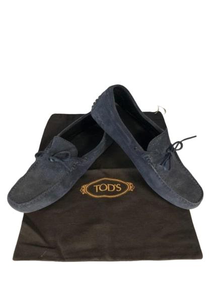 TOD'S DK BLUE SUEDE LEATHER TIE LOAFERS MENS US 9: TOD'S DK BLUE SUEDE LEATHER TIE LOAFERS MENS US 9 - MENS SIZE US 9 - Good condition as shown in pictures
