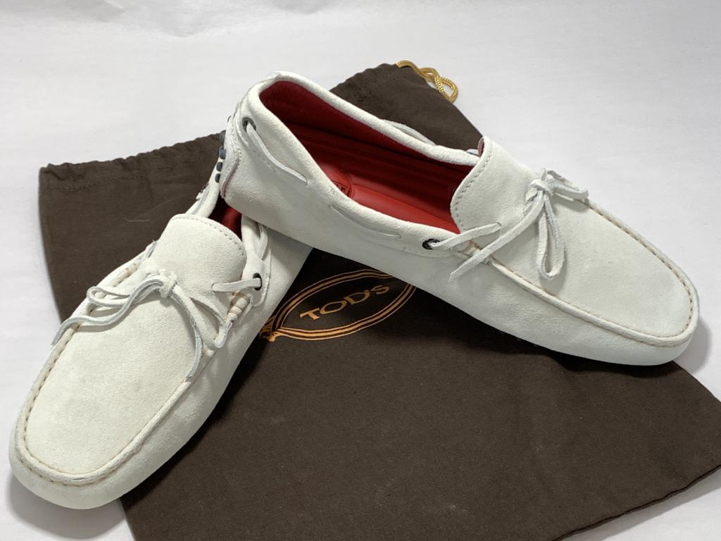 NEW TOD'S OFF WHITE SUEDE FERRARI LOAFERS MENS 9: TOD'S OFF WHITE SUEDE FERRARI LOAFERS US MENS 9 - US MENS SIZE 9 - New condition as shown with dustbag included