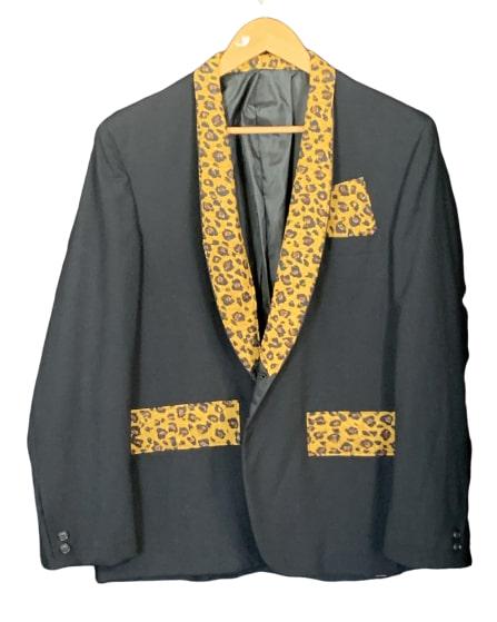 CELEBRITY STOLL'S BLACK TUX JACKET LEOPARD MENS 44 (1 of 5)