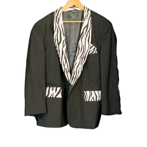FANCY BLACK TUX JACKET W/ ZEBRA LAPELS MENS 44R (1 of 6)
