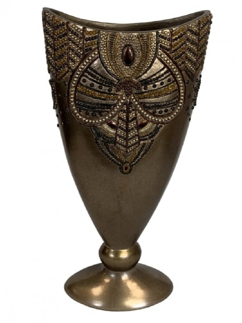 VINTAGE EGYPTIAN CARVED BEADWORK 23" POTTERY VASE (1 of 7)