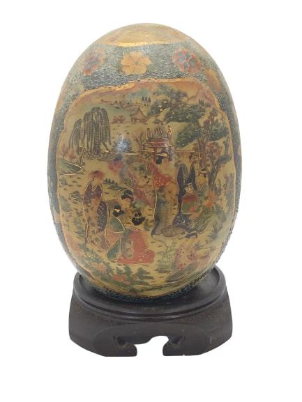 VINTAGE ORIENTAL SATSUMA PORCELAIN EGG 10" (1 of 8)