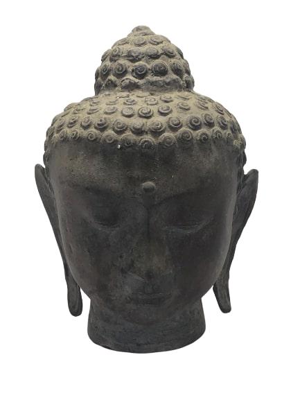 CAST BRONZE THAI BUDDHA HEAD STATUE DIETY 11" (1 of 6)