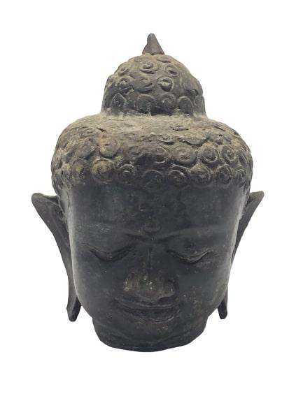 CAST BRONZE THAI BUDDHA HEAD STATUE DIETY 8" (1 of 5)