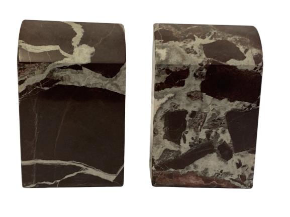 SET OF 2 SOLID MARBLE BOOKENDS IN BURGUNDY (1 of 8)