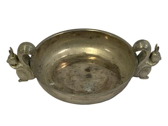 ANTIQUE STERLING SILVER SQUIRREL NUT DISH 8" (1 of 5)