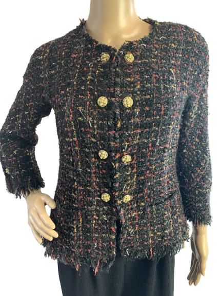 CHANEL BLACK W/COLOR BOUCLE FANCY EVE JACKET 40 (1 of 8)
