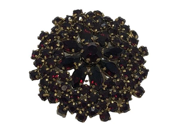 ANTIQUE MADE IN AUSTRIA RED GARNET STONES 1.5" PIN (1 of 6)