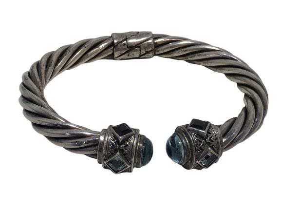 STERLING SILVER BRAID TUBE BRACELET TOPAZ PERIDOT (1 of 7)