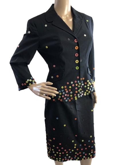 MOSCHINO JEANS WILD BUTTONS BLACK DRESS & JACKET S (1 of 9)