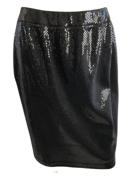 ST JOHN KNITS BLACK SEQUINED EVENING KNEE SKIRT 6 (1 of 6)