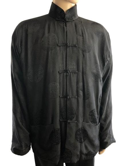 SHANGHAI TANG BLACK TAN SILK REVERSIBLE JACKET M (1 of 13)