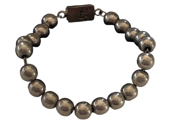 VINTAGE STERLING SILVER BEADED BRACELET (1 of 6)