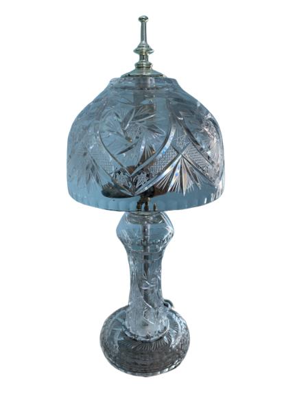 VINTAGE CUT CRYSTAL BASE & SHADE 18" TABLE LAMP (1 of 7)